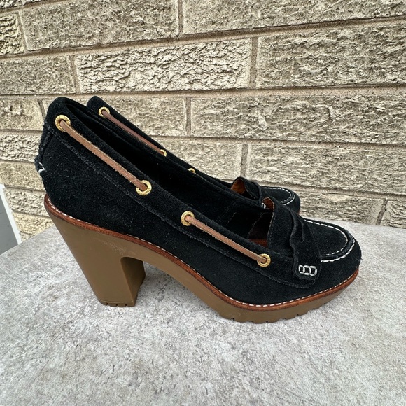 Sperry Top Sider Darlington Women's Sz 8 Suede Leather Loafer Pump Black Brown - Picture 6 of 8